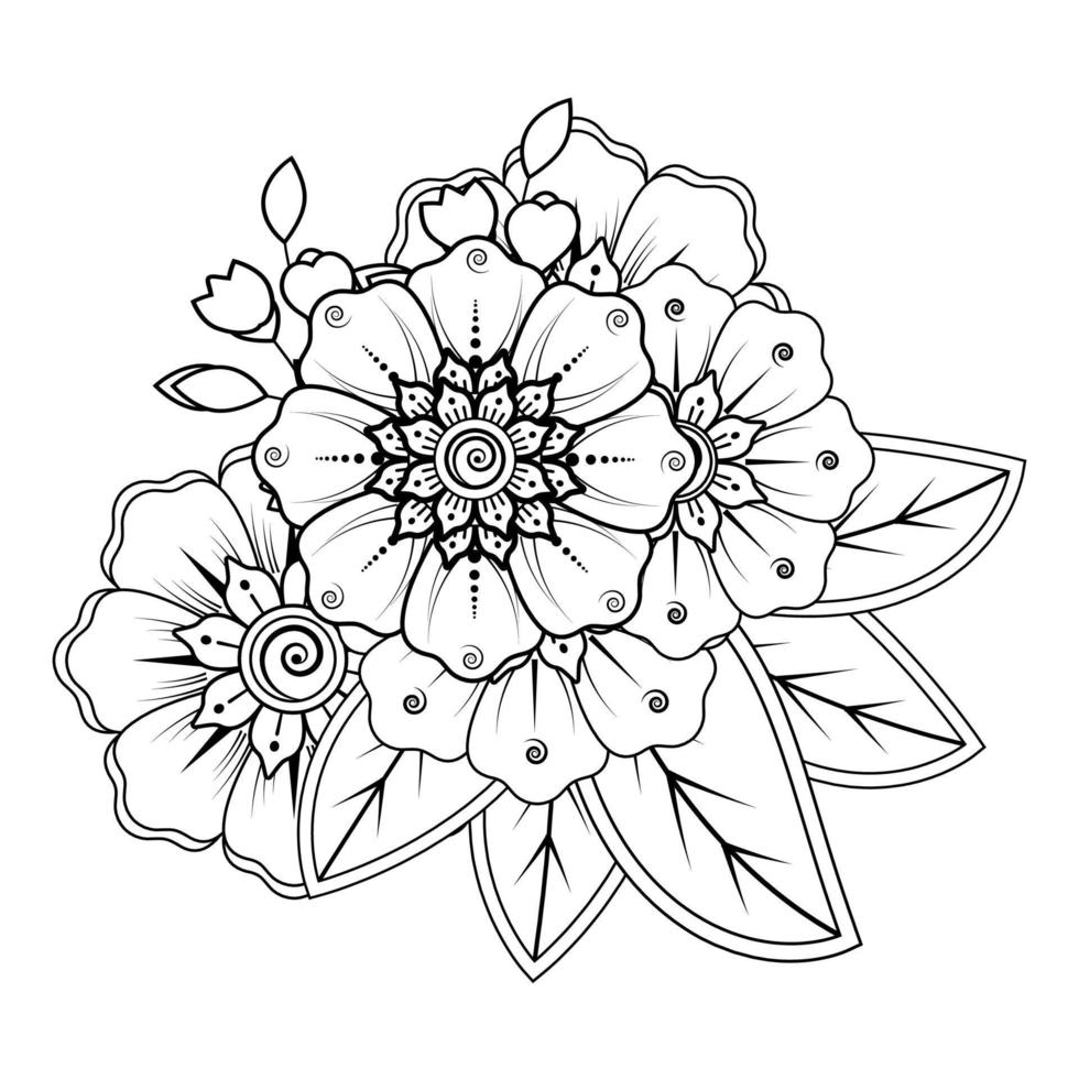 bloemen achtergrond met mehndi bloem. decoratief ornament in etnisch oosters stijl, tekening ornament, schets hand- tekenen. kleur boek bladzijde. vector