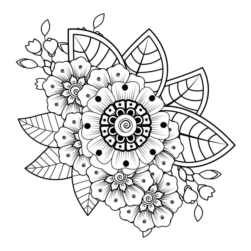 bloemen achtergrond met mehndi bloem. decoratief ornament in etnisch oosters stijl, tekening ornament, schets hand- tekenen. kleur boek bladzijde. vector