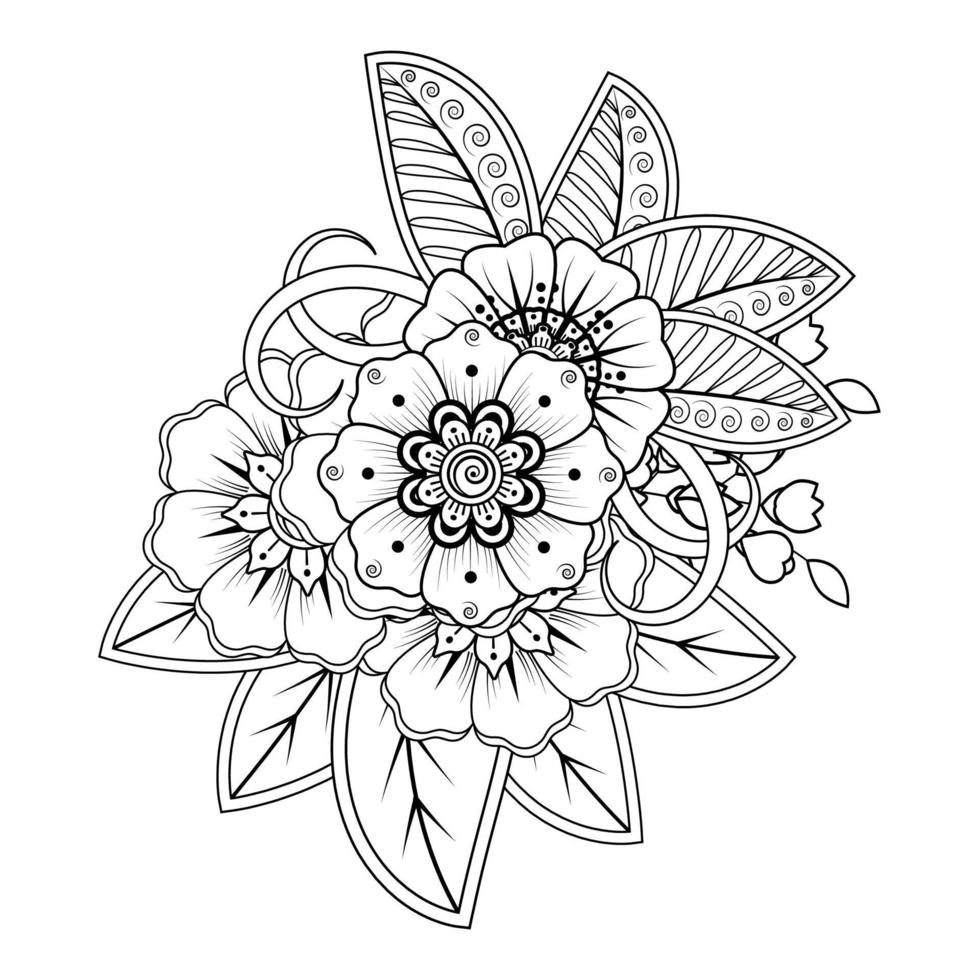 bloemen achtergrond met mehndi bloem. decoratief ornament in etnisch oosters stijl, tekening ornament, schets hand- tekenen. kleur boek bladzijde. vector