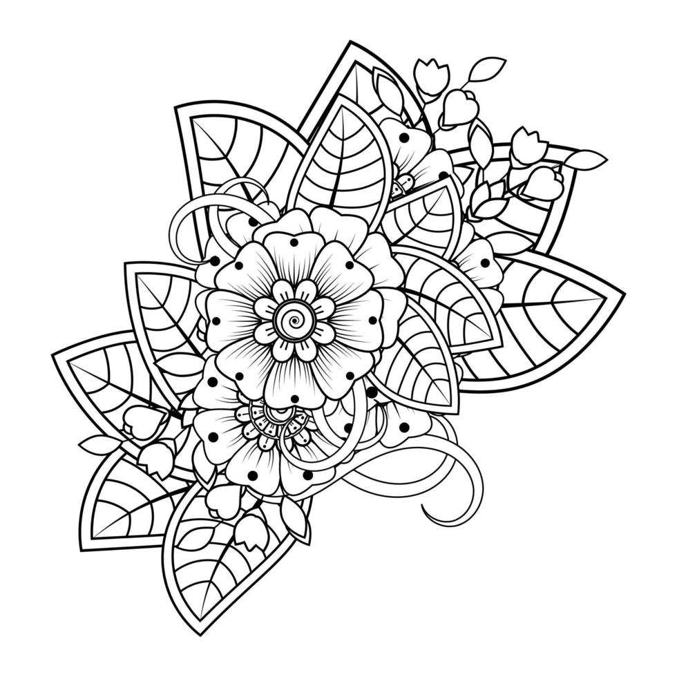 bloemenachtergrond met mehndibloem. decoratief ornament in etnische oosterse stijl. kleurboek. vector