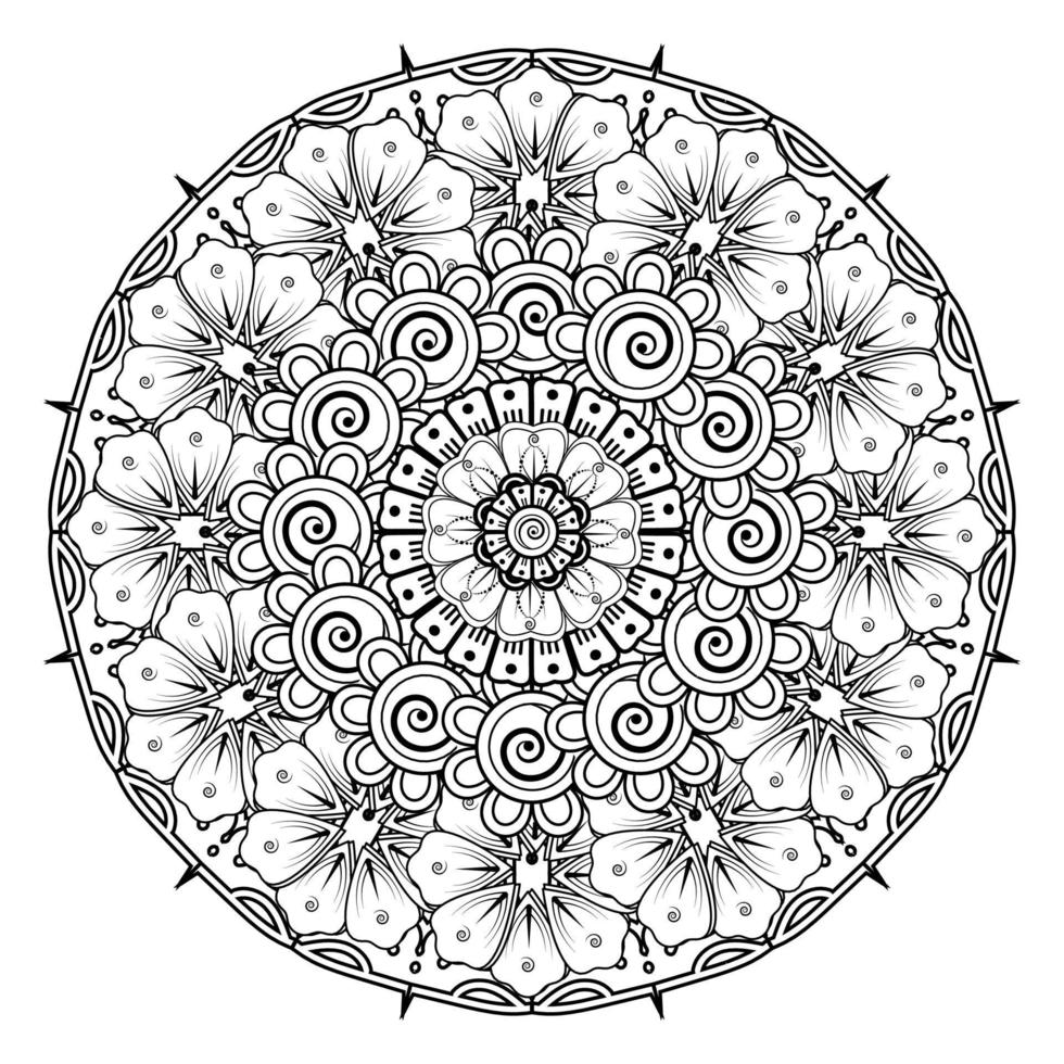 bloemen achtergrond met mehndi bloem. decoratief ornament in etnisch oosters stijl, tekening ornament, schets hand- tekenen. kleur boek bladzijde. vector