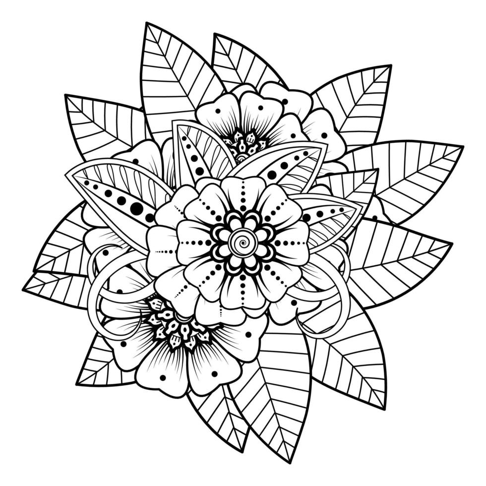 bloemen achtergrond met mehndi bloem. decoratief ornament in etnisch oosters stijl, tekening ornament, schets hand- tekenen. kleur boek bladzijde. vector