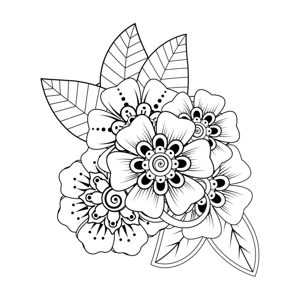 bloemen achtergrond met mehndi bloem. decoratief ornament in etnisch oosters stijl, tekening ornament, schets hand- tekenen. kleur boek bladzijde. vector