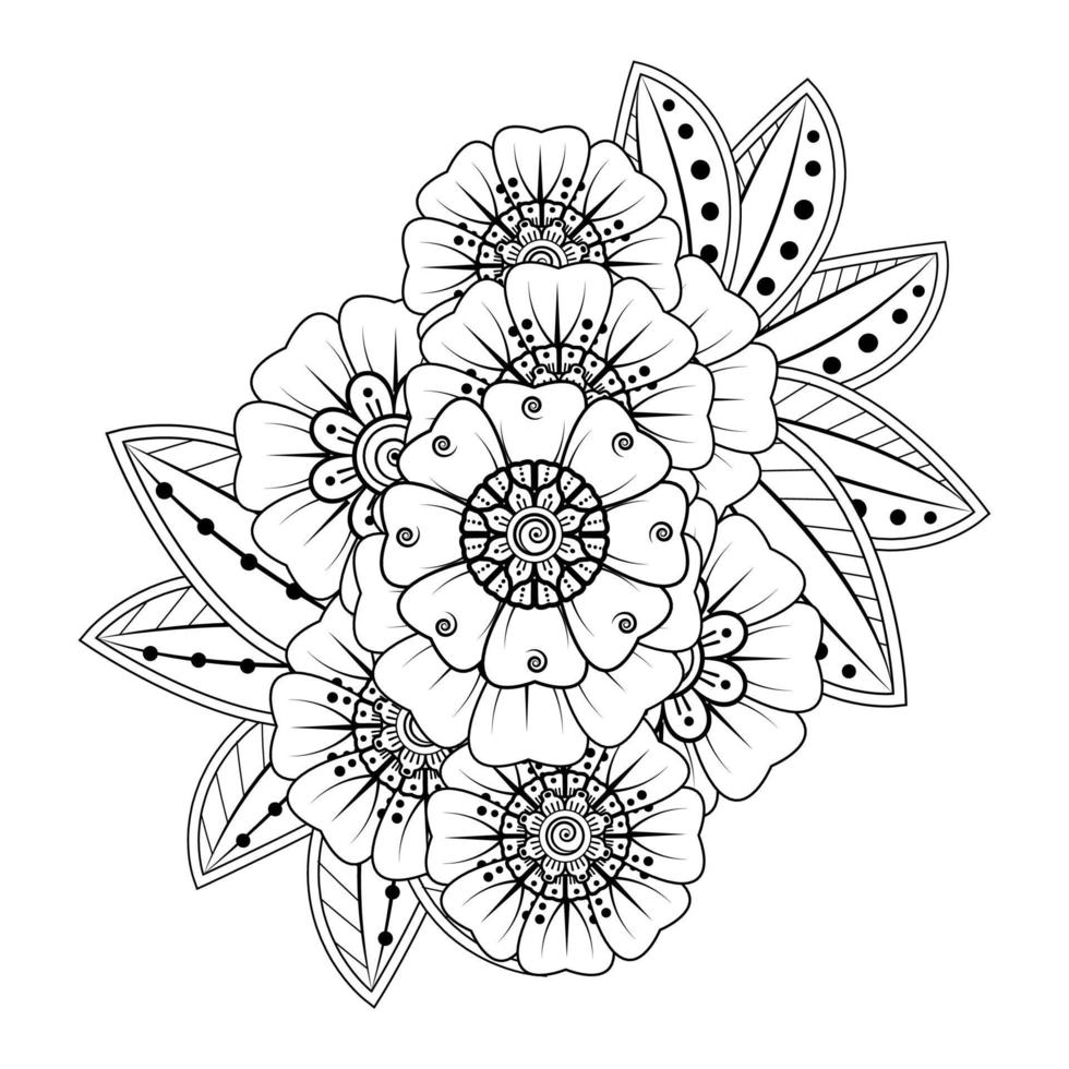 bloemenachtergrond met mehndibloem. decoratief ornament in etnische oosterse stijl. kleurboek. vector