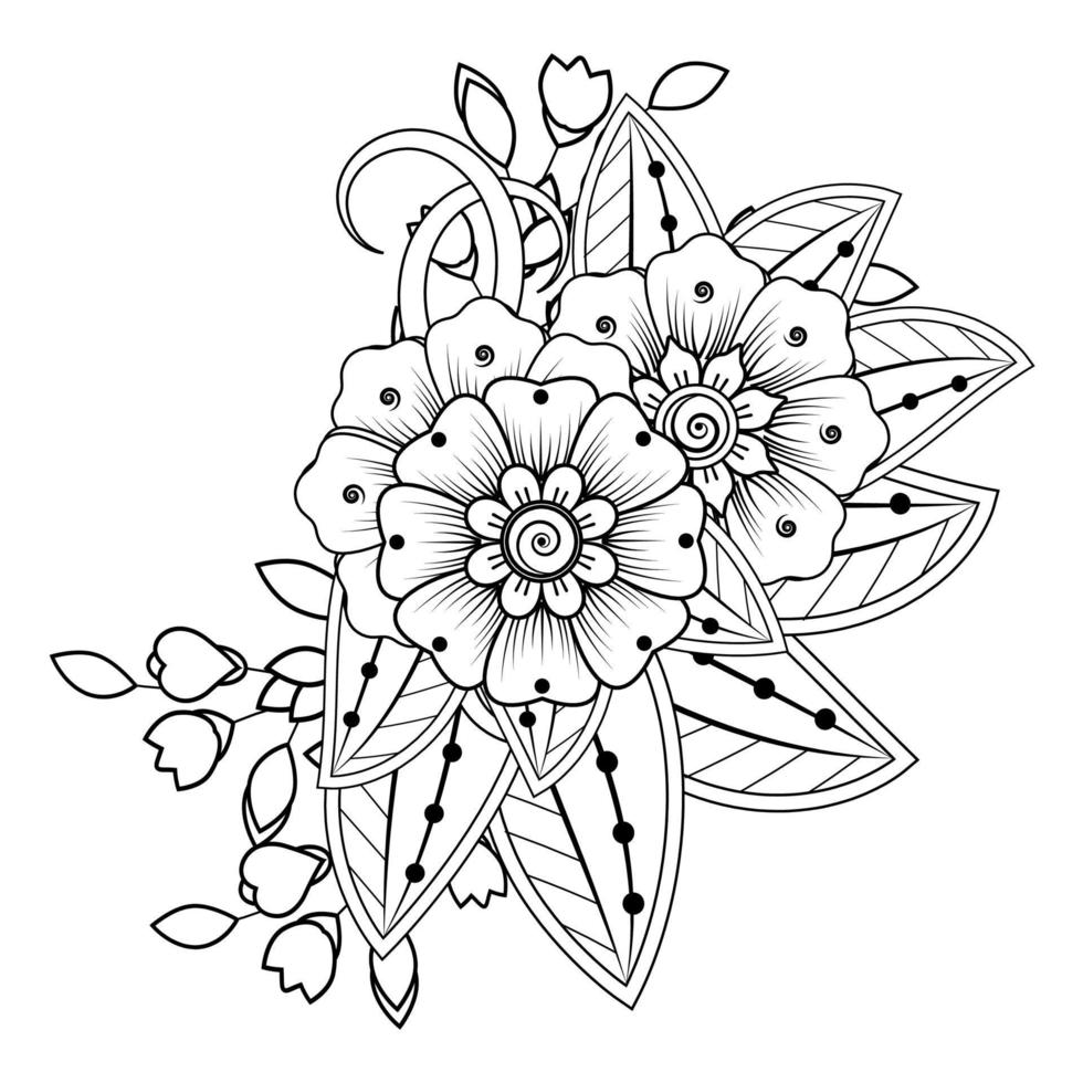 bloemenachtergrond met mehndibloem. decoratief ornament in etnische oosterse stijl. kleurboek. vector