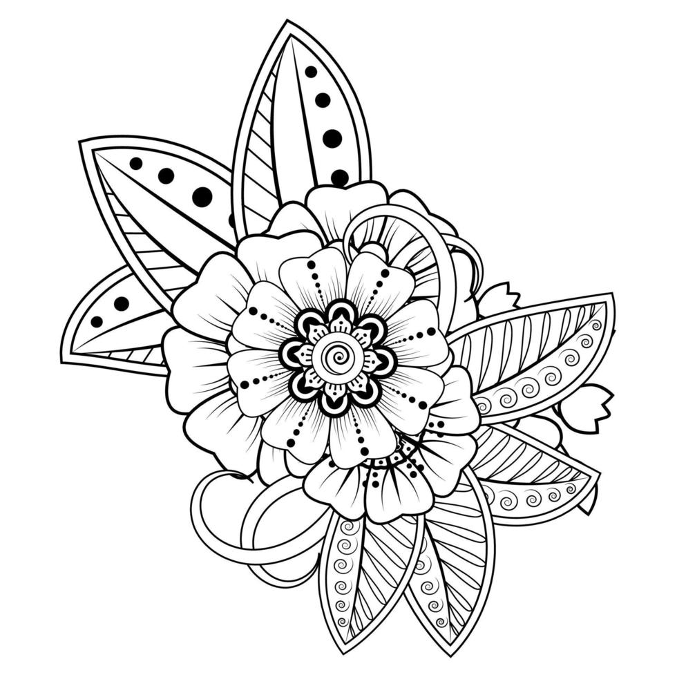 bloemenachtergrond met mehndibloem. decoratief ornament in etnische oosterse stijl. kleurboek. vector