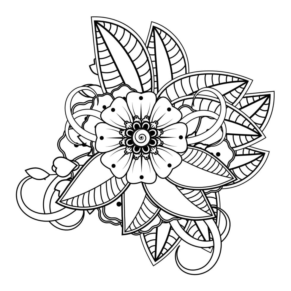 bloemen achtergrond met mehndi bloem. decoratief ornament in etnisch oosters stijl, tekening ornament, schets hand- tekenen. kleur boek bladzijde. vector