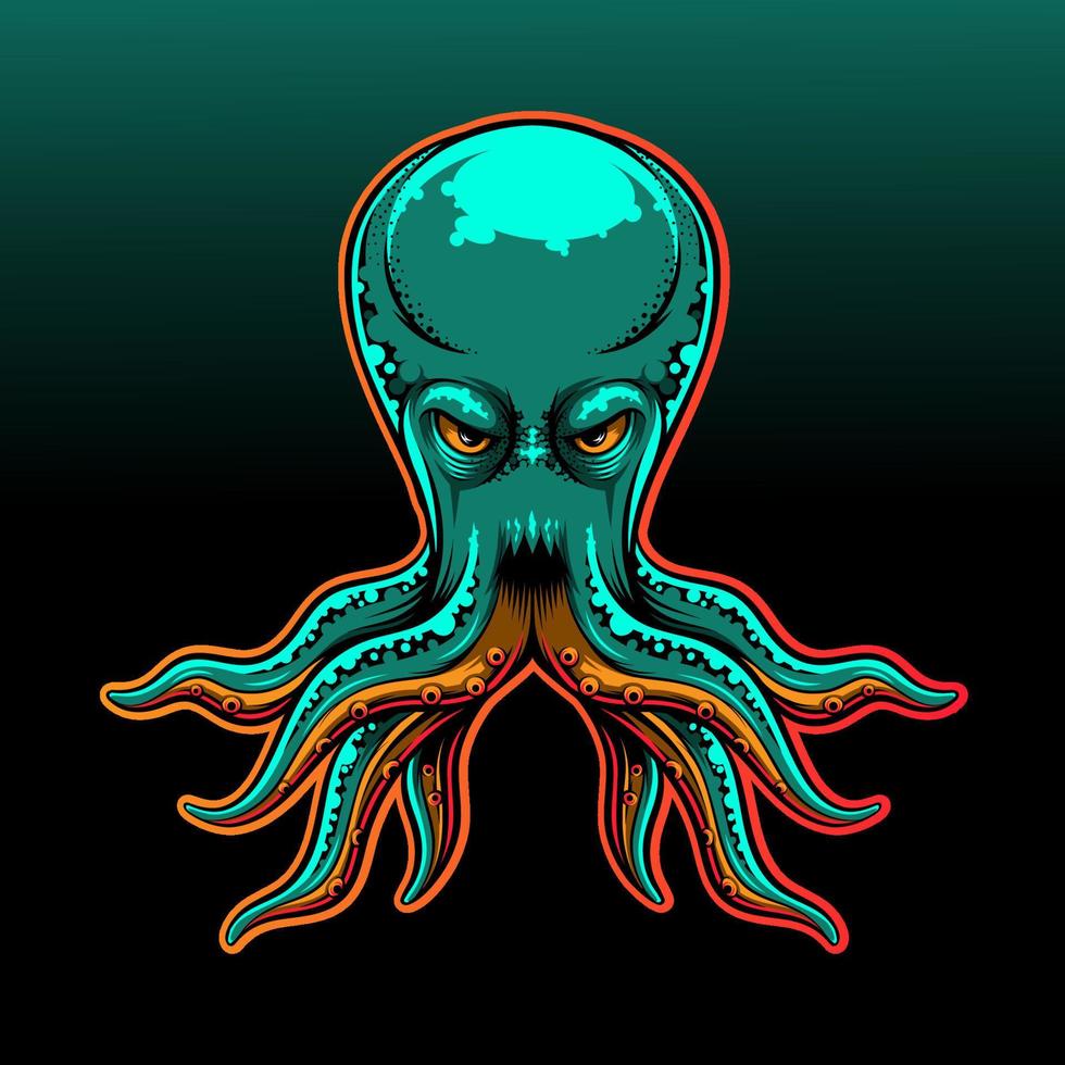 Octopus esport mascotte logo ontwerp vector