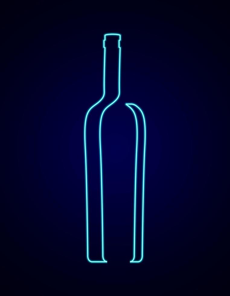 wijn logo. geïsoleerd logo voor een likeur op te slaan, restaurant, of bar. logo met fles van wijn in modern neon stijl. vector illustratie