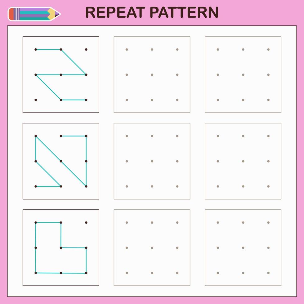 grafisch dictaat. leerzaam spel voor peuter- kinderen. werkbladen voor beoefenen logica en motor vaardigheden. spel voor kinderen. herhaling de patroon. vector