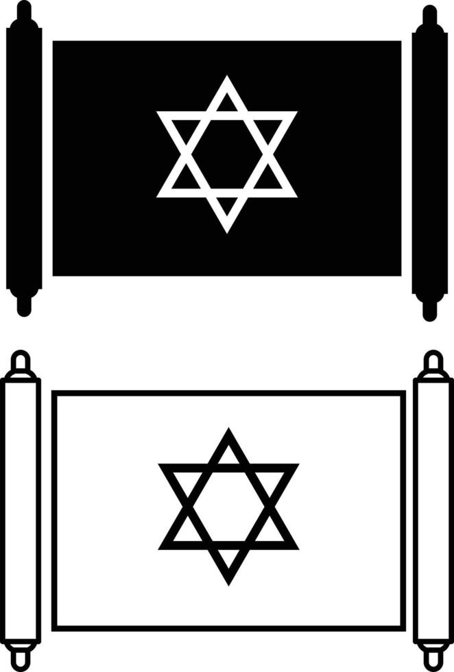 Joods Thora icoon Aan wit achtergrond. heilig geschriften rol teken. Rosh hashanah en rol symbool. Thora icoon. vlak stijl. vector