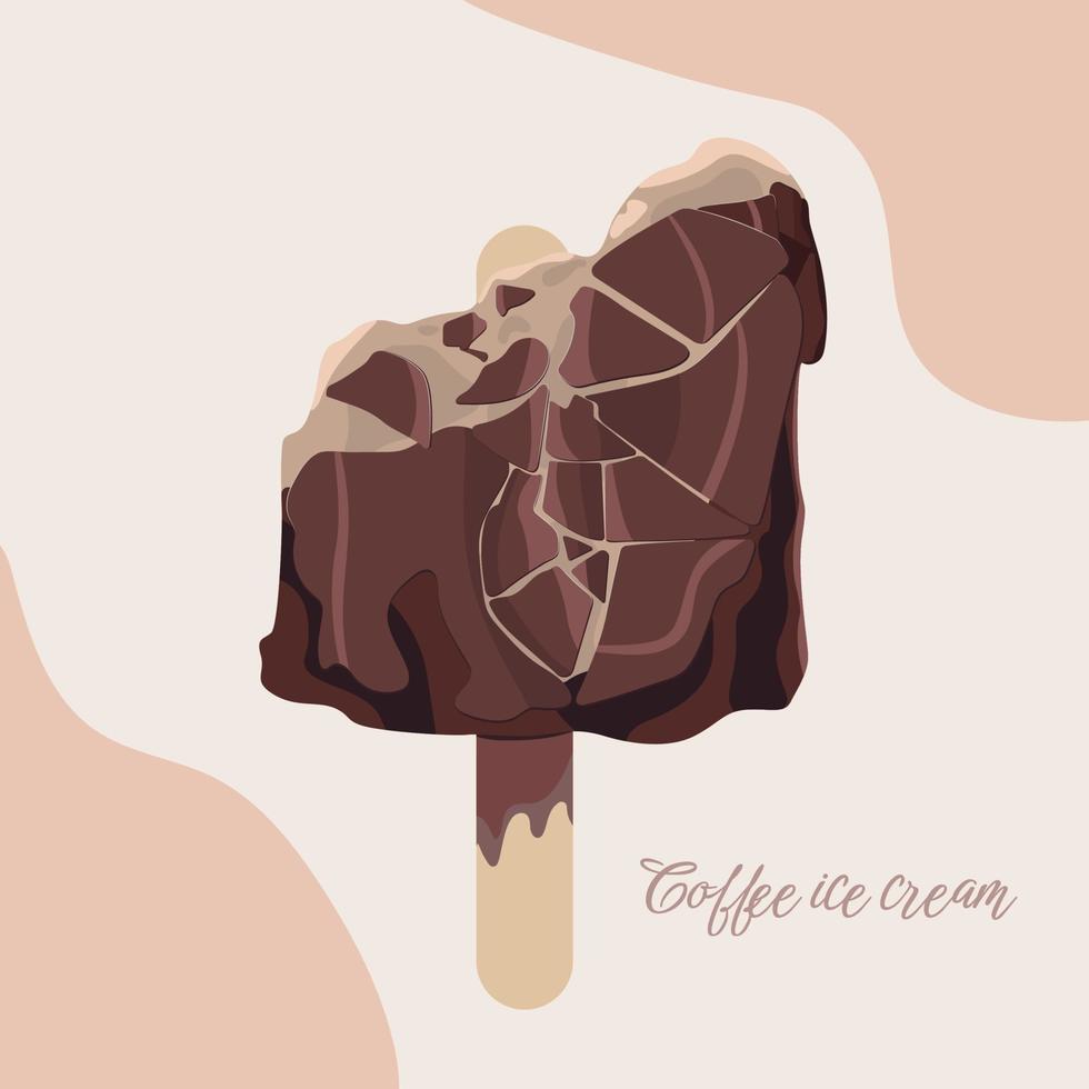 een gebeten koffie chocola ijs room vector