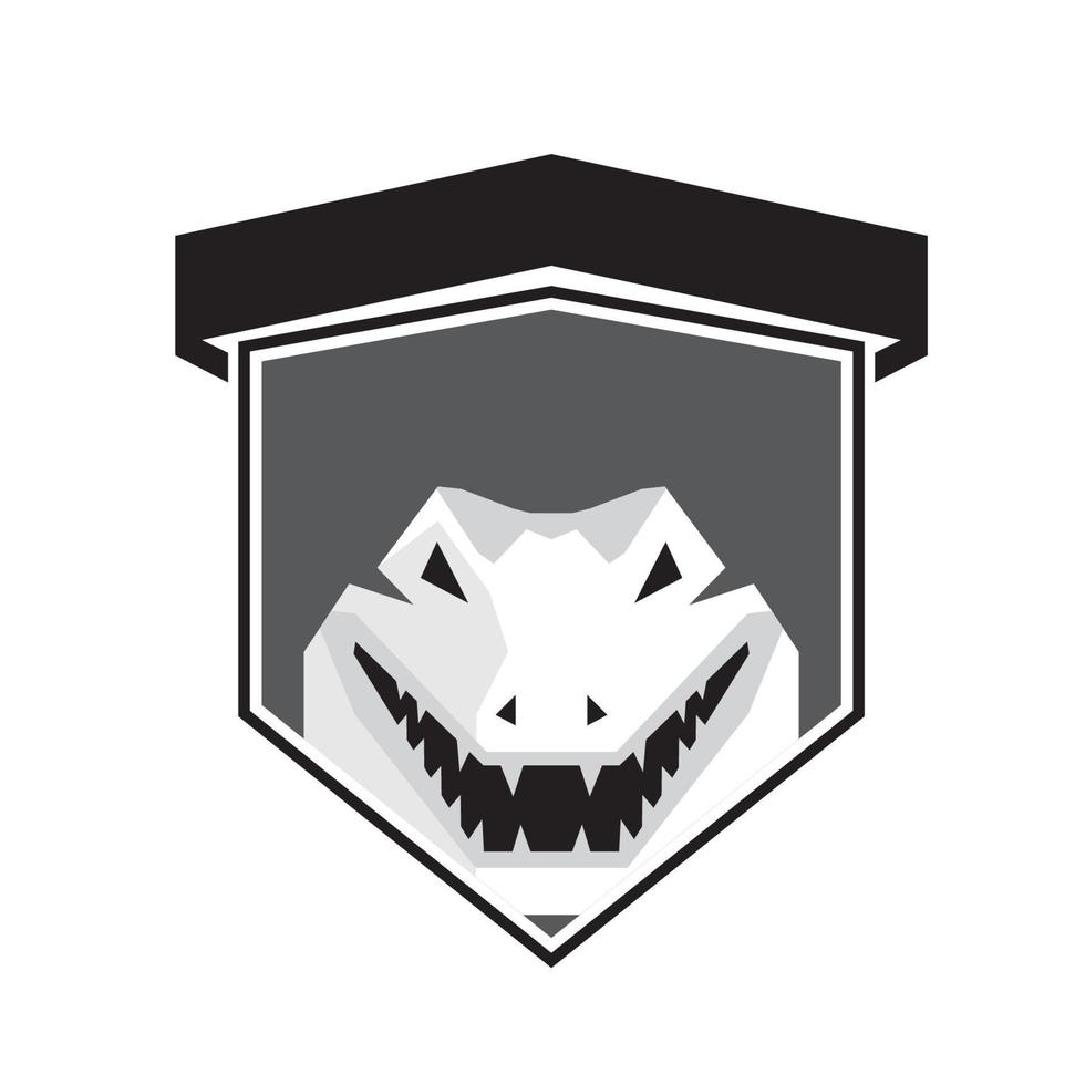 alligator hoofd schild zwart en wit vector