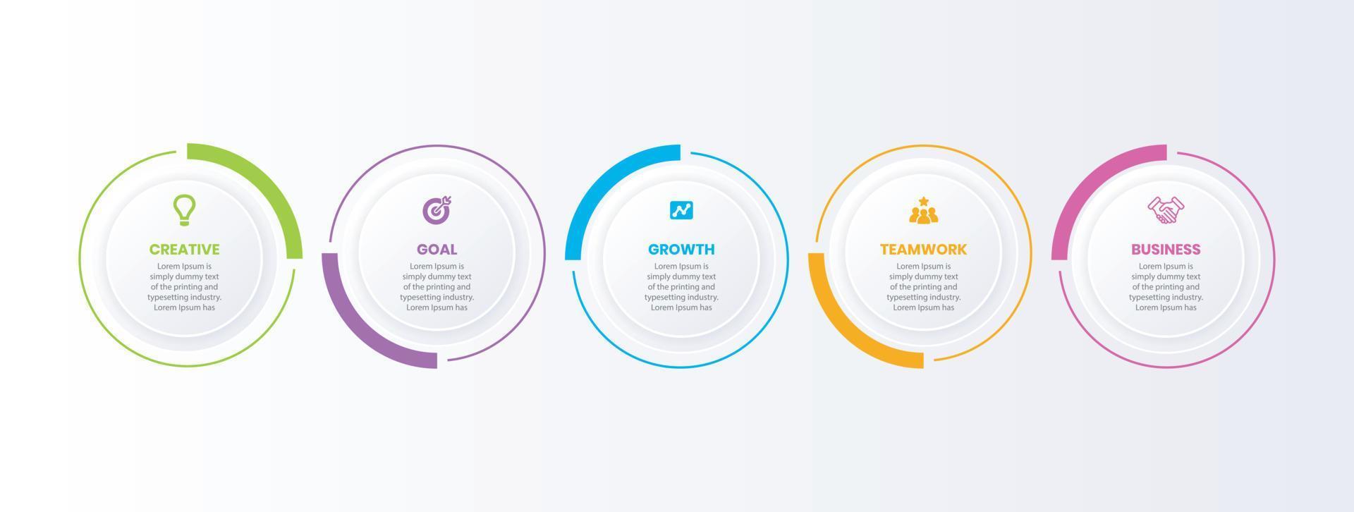 5 stap circulaire infographic sjabloon vector