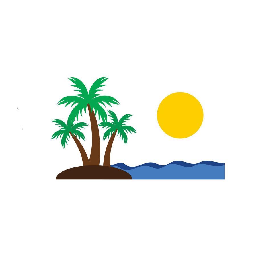 vector illustratie van de zee en kokosnoot bomen, landschappen, ontwerpen dat zijn heel geschikt voor websites, appjes, banners enz.