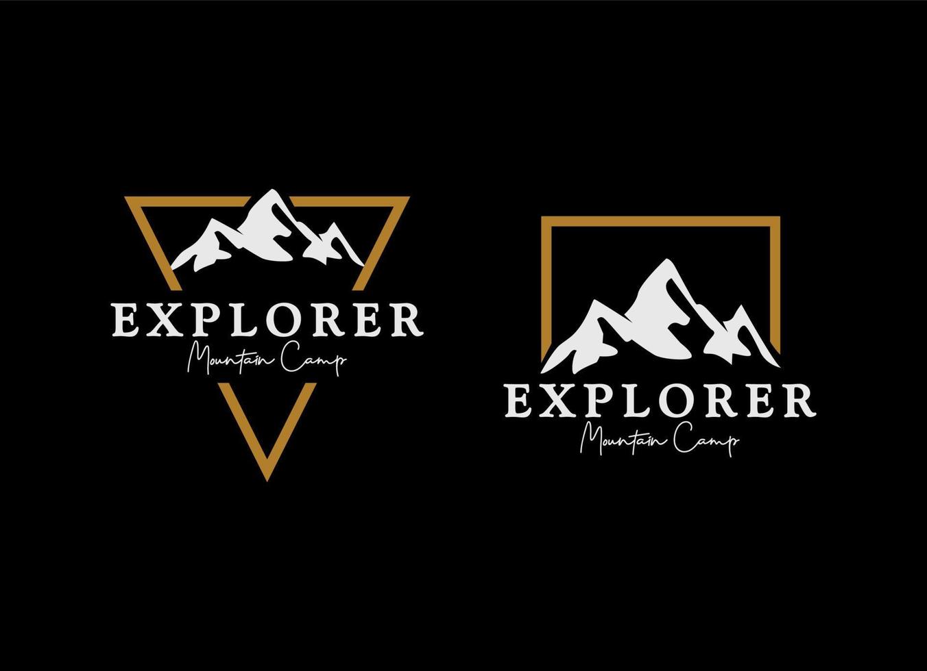 berg en avontuur kamp logo ontwerp sjabloon. vector