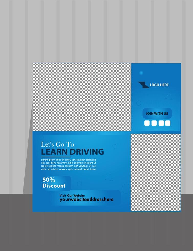sociaal media post ontwerp voor het rijden scholen vector