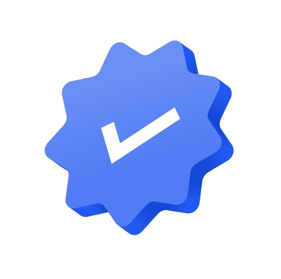 3d verificatie insigne icoon element voor geverifieerd account vector wit controleren met blauw insigne illustratie koppel ontwerp