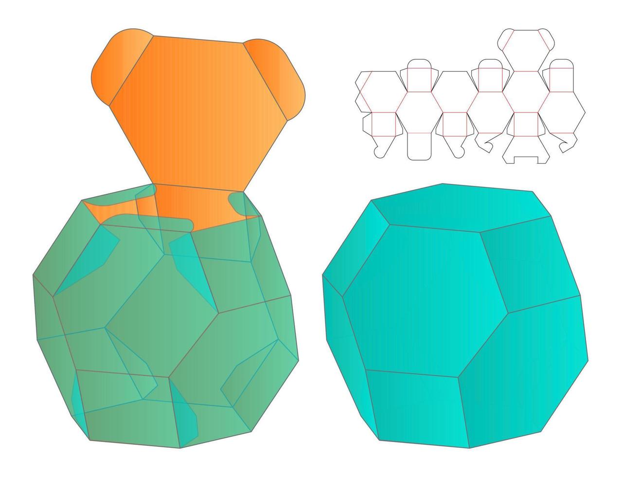 doos verpakking gestanst sjabloonontwerp. 3D-model vector