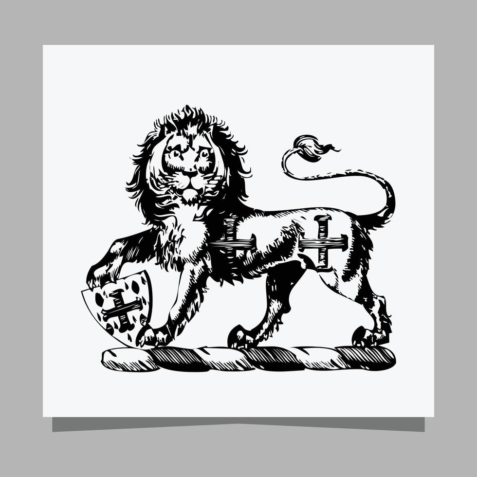 zwart leeuw logo Aan wit papier met schaduw perfect voor bedrijf logos en bedrijf kaarten vector