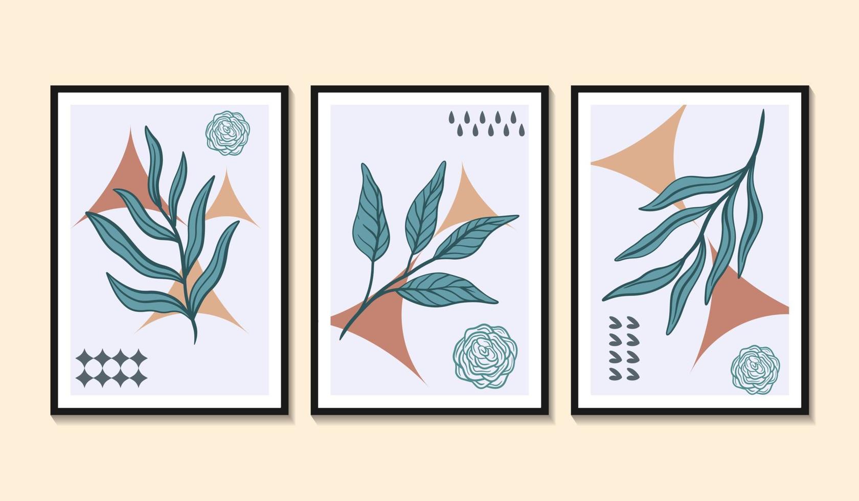 verzameling van hedendaags kunst posters botanisch muur kunst abstract bladeren gebladerte vector