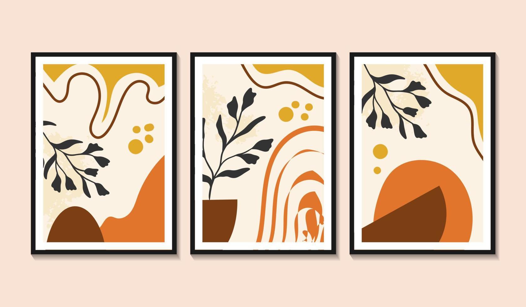 hand- getrokken vlak kleur ontwerp boho muur kunst vector