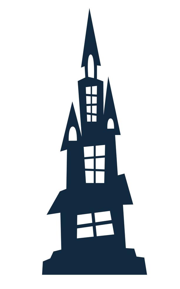 griezelig gotisch kasteel silhouet vector illustratie. fantasie gebouw. fee verhaal paleis afbeelding.