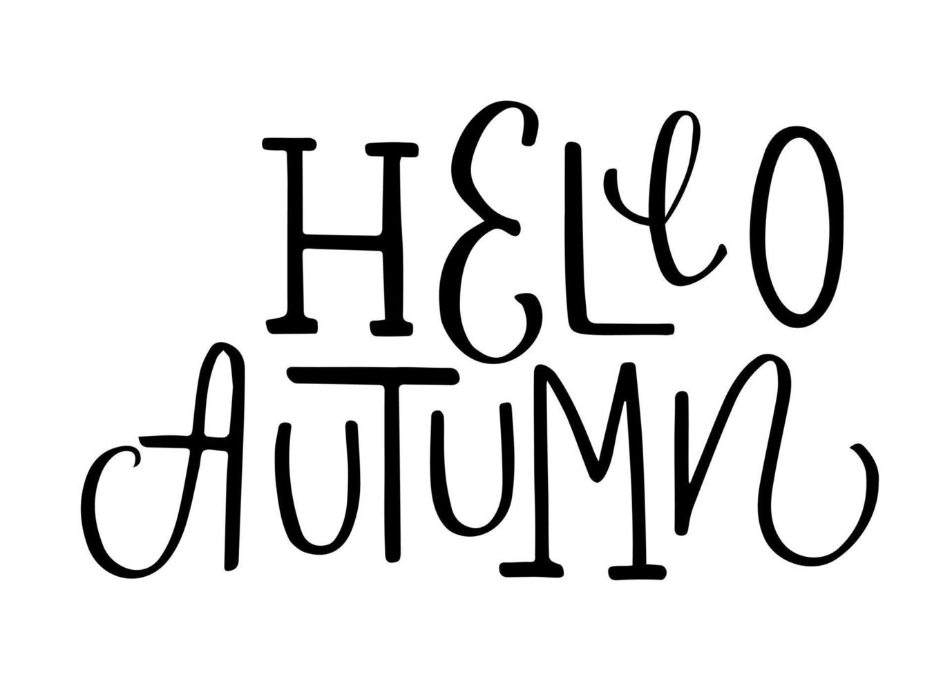 Hallo herfst hand- getrokken belettering vector ontwerp. groet kaart naar de begin van herfst seizoen. gebruik voor reclame, uitverkoop, poster, banier, sociaal media.