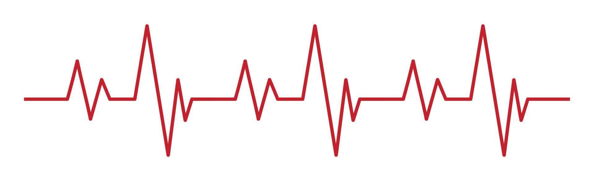 hartpuls - gebogen rode lijn op witte achtergrond, medische tests - vector