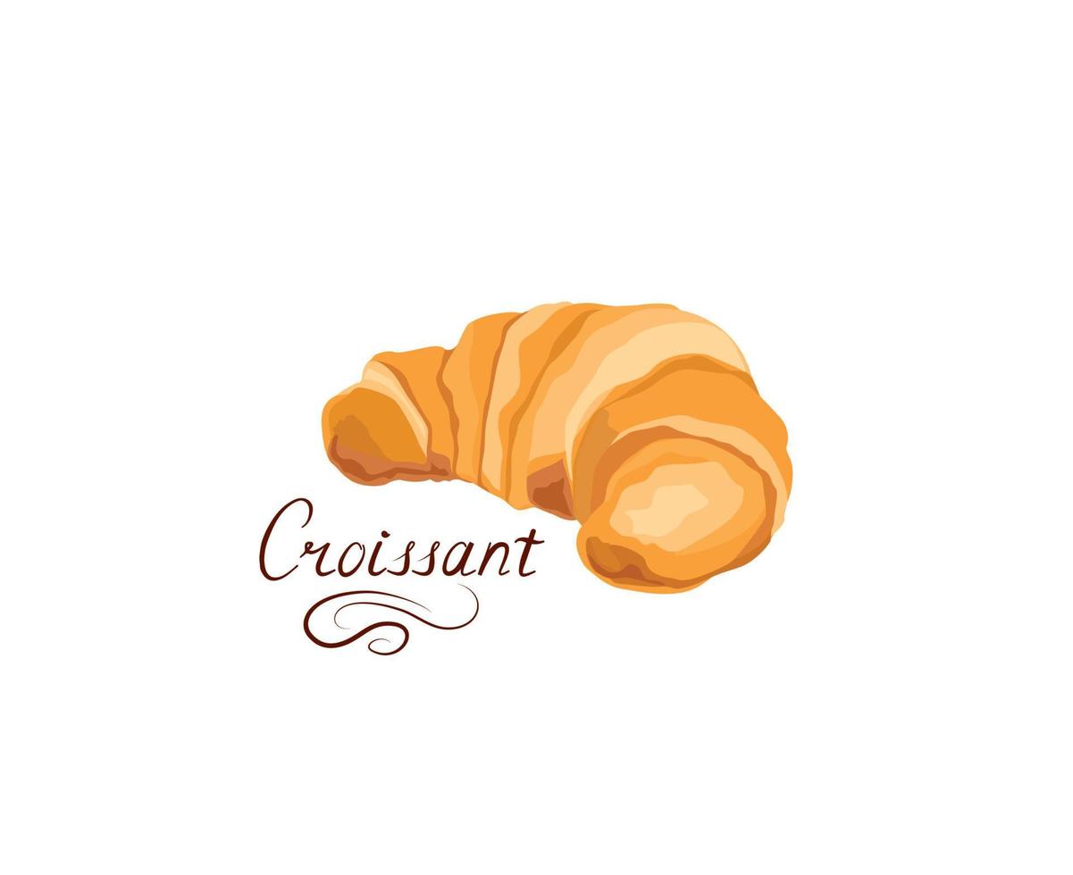 croissant frans eten icoon. graan voedsel kleur hand tekenen lijntekeningen op over witte achtergrond vector