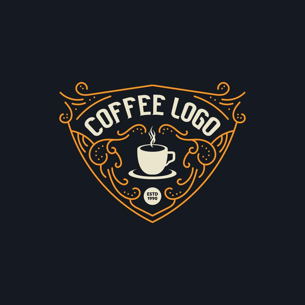 wijnoogst logo. luxe logo. koffie winkel retro logo. wijnoogst logo sjabloon voor koffie winkel vector