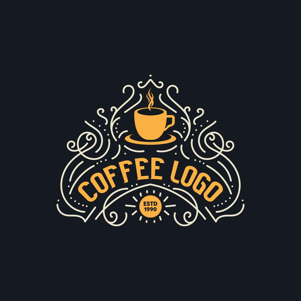 wijnoogst logo. luxe logo. koffie winkel retro logo. wijnoogst logo sjabloon voor koffie winkel vector