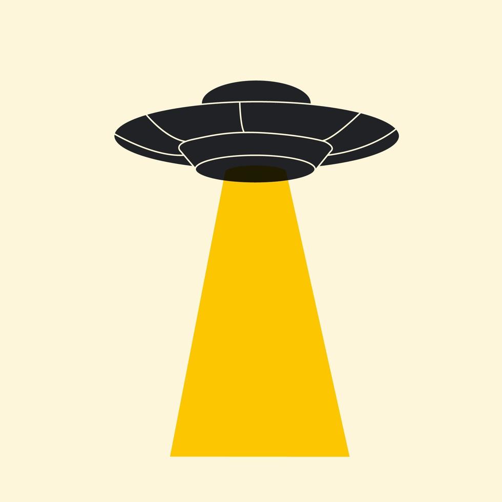 vliegend schotel logo met een geel gloed. ufo.geïsoleerd vliegend schotel Aan achtergrond vector