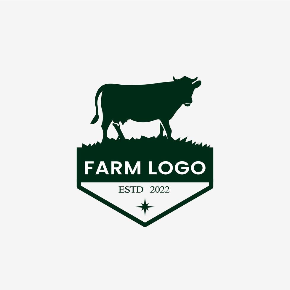 boerderij logo. koe logo ontwerp. logo sjabloon voor boerderij. melk. vector