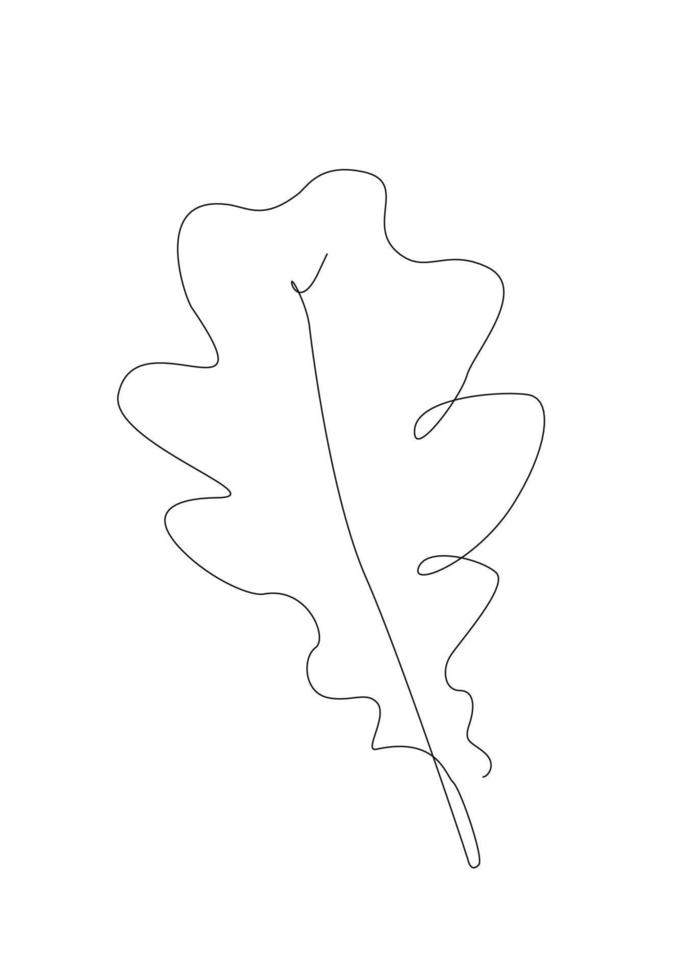 eik bladeren lineair. herfst blad een lijn illustratie. lijn kunst esdoorn- bladeren. schets vector