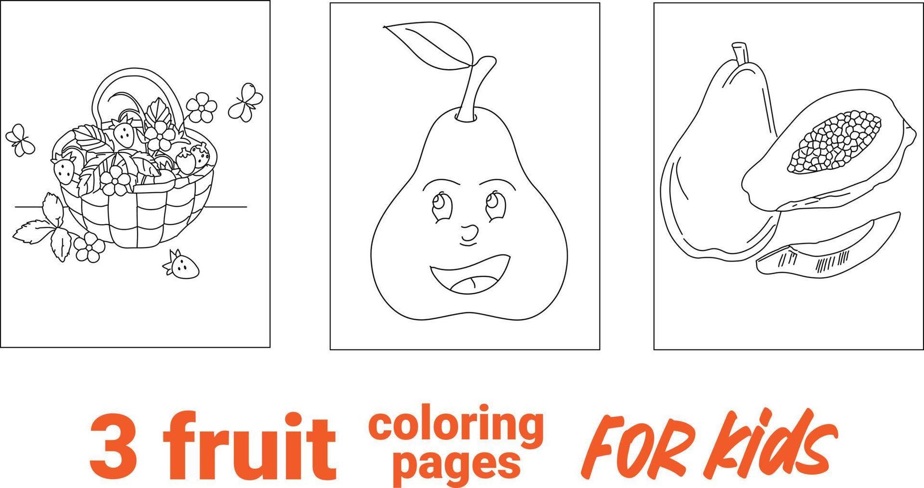 zwart en wit voor kleuren, kleur boek, fruit en groenten voor kleur boek, citrus fruit kwab, hand- getrokken schetsen, vector illustratie geïsoleerd Aan wit achtergrond kleur boek bladzijde