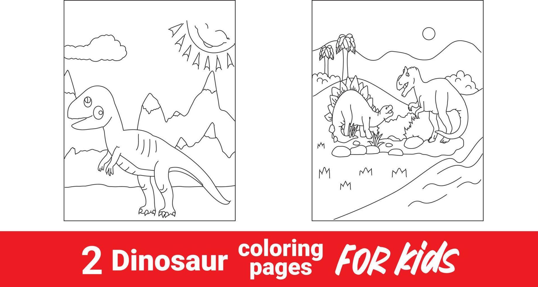 grappig dinosaurus kleur boek voor kinderen. schattig dier achtergrond prehistorisch landschap kleur schets tafereel. tekenfilm prehistorisch dinosaurus stegosaurus, kleur boek, grappig illustratie vector