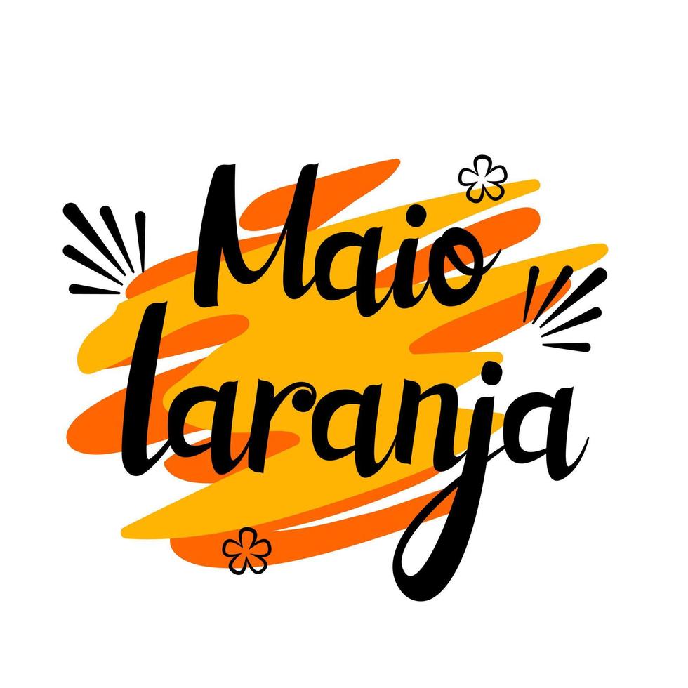 belettering van maio laranja campagne tegen geweld Onderzoek van kinderen. geschreven in Portugees. vector
