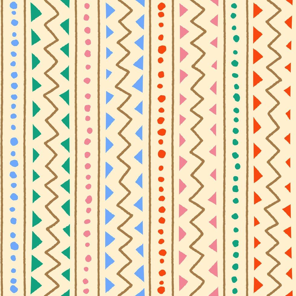 etnische tribal geometrische folk indian scandinavische zigeuner mexicaanse boho afrikaanse ornament textuur naadloze patroon zigzag stip lijn verticale strepen kleur print textiel achtergrond vectorillustratie vector