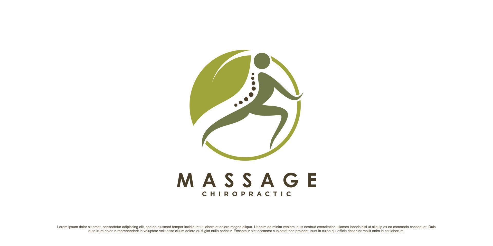 chiropractie massage logo ontwerp inspiratie met bot concept en creatief element premie vector