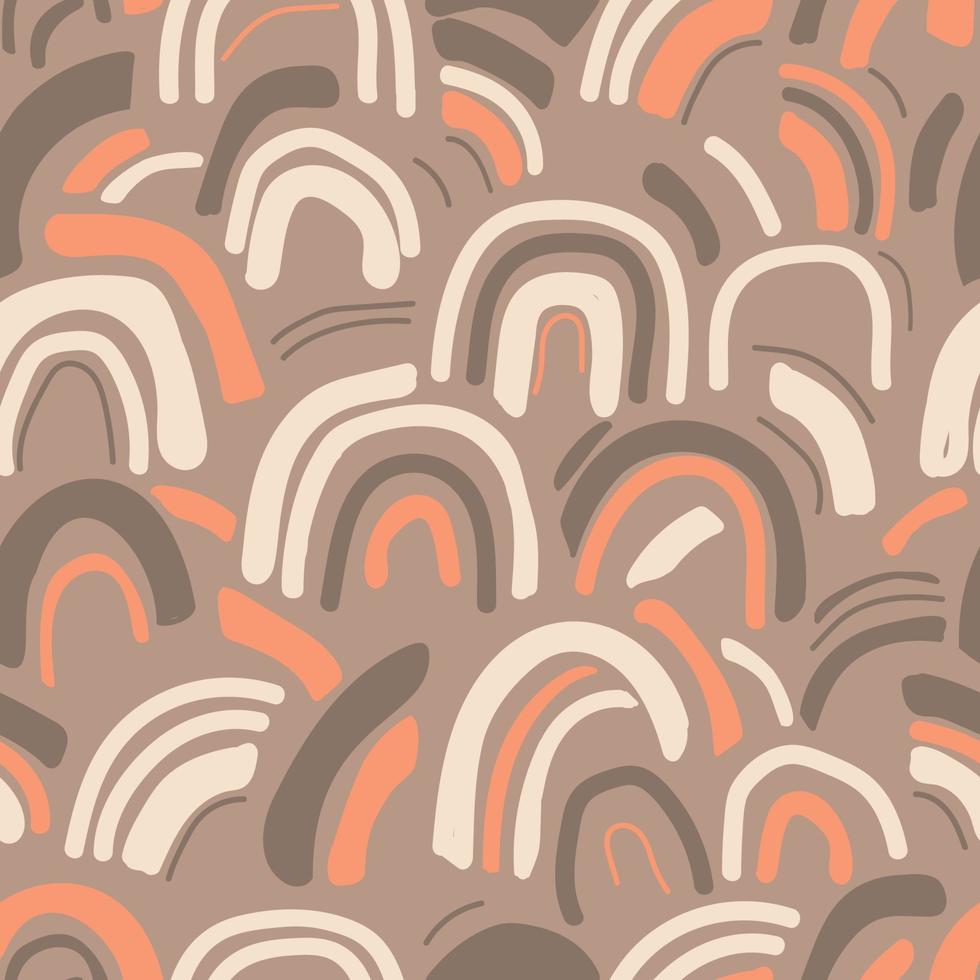 abstract naadloos patroon met verschillend regenbogen in beige en bruin kleuren. vector illustratie voor het drukken Aan kinderen bed linnen en verbruiksartikelen.