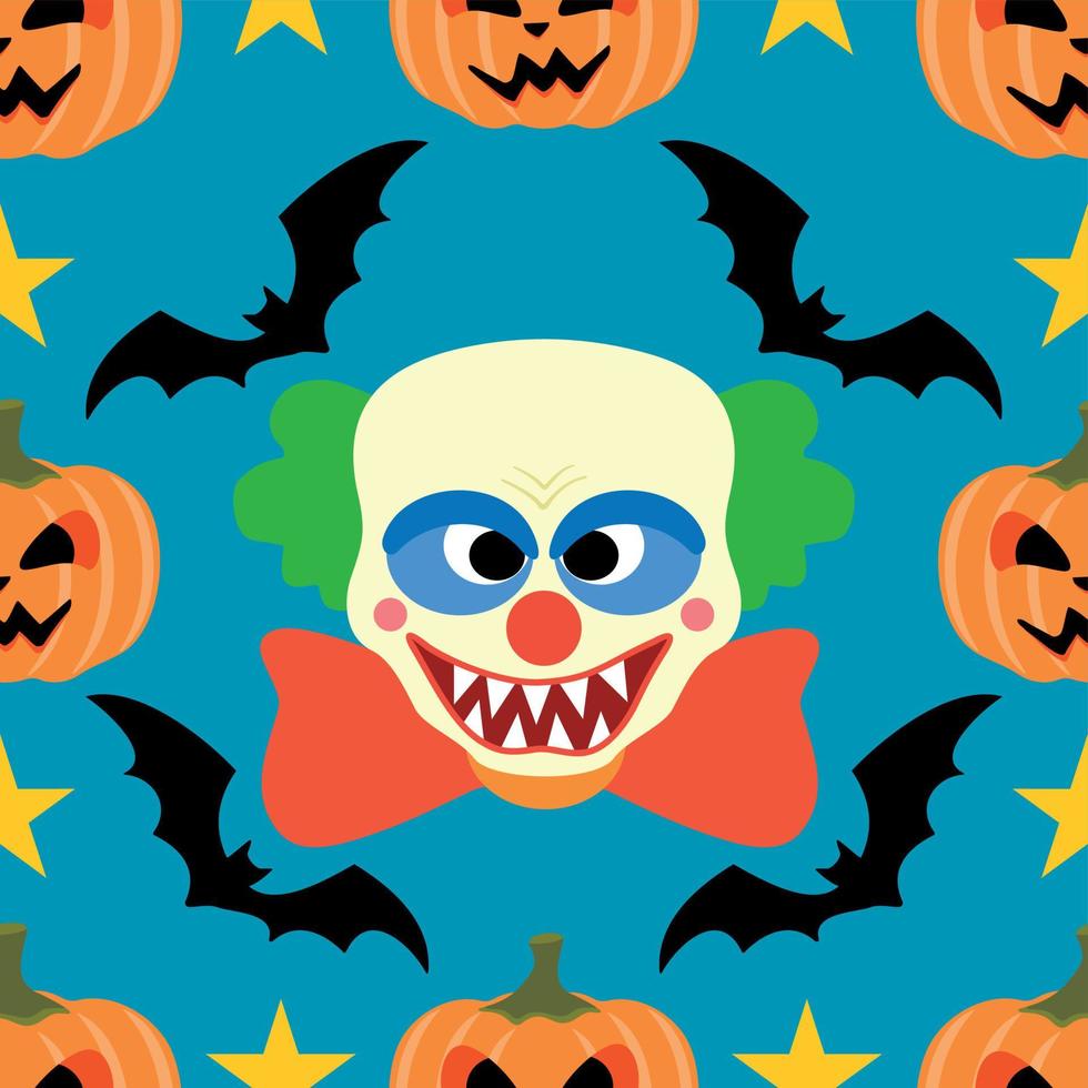 halloween achtergrond naadloos met clown vector