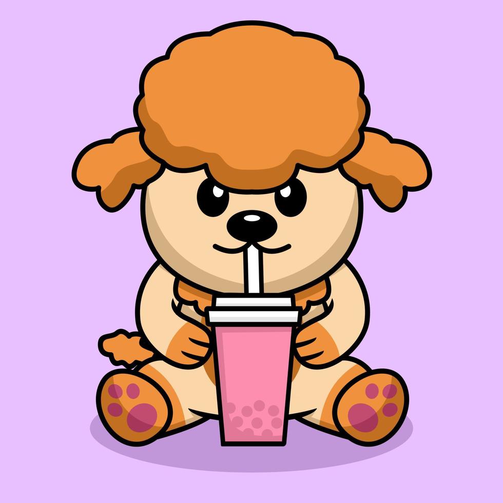 vector illustratie van schattig hond premie drinken boba