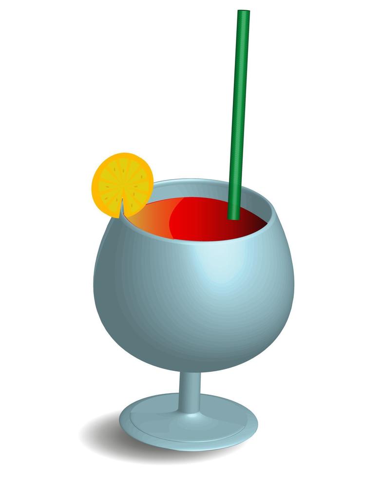 wijnglas met cocktail en citroen Aan een wit achtergrond vector