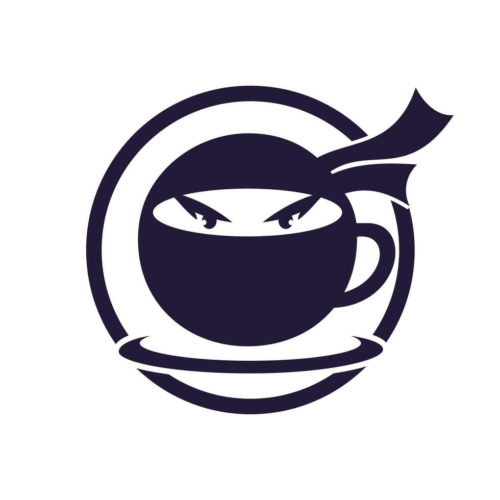 Ninja koffie vector logo ontwerp.