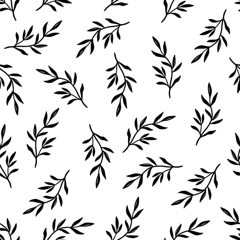 zwart en wit blad naadloos patroon vector