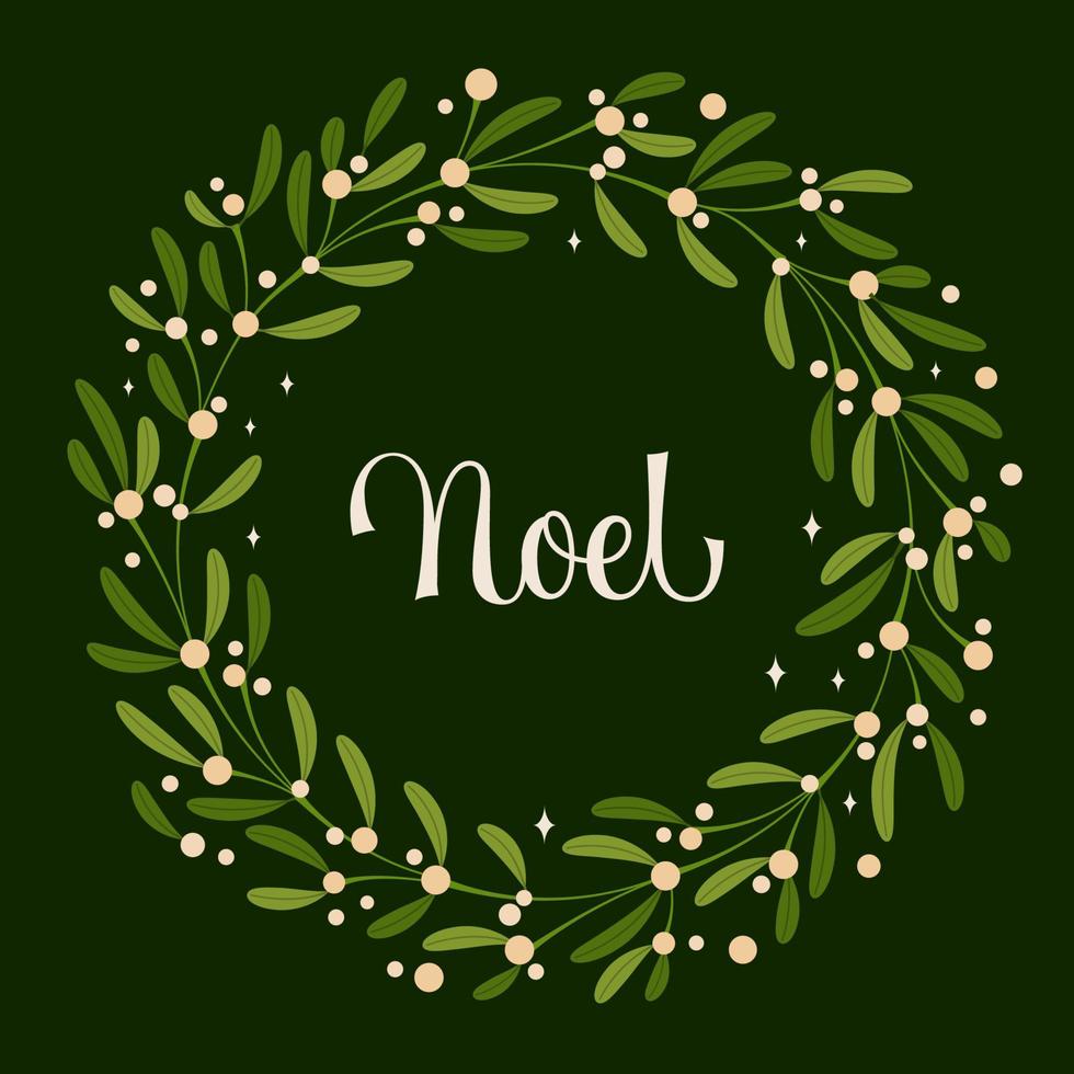 Kerstmis - elegant modern script belettering ontwerp met maretak krans voor Kerstmis evenementen. vector