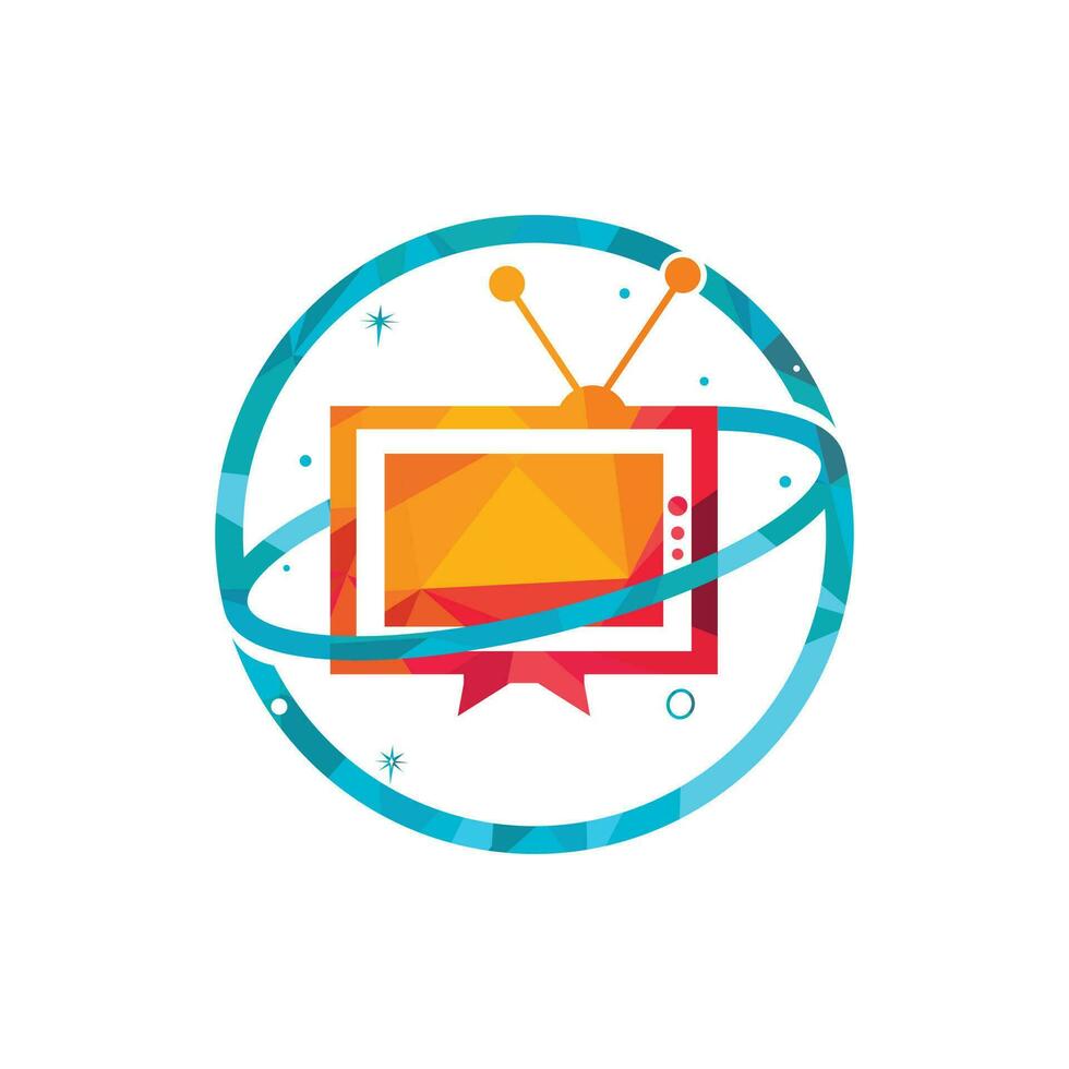 planeet TV vector logo ontwerp. media en amusement, televisie logo concept.