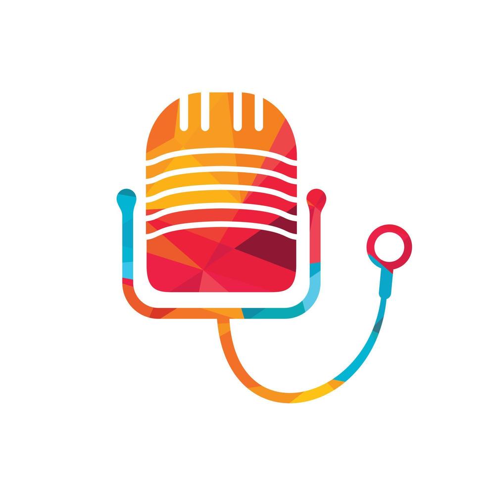 dokter podcast vector logo ontwerp. stethoscoop en microfoon illustratie symbool.