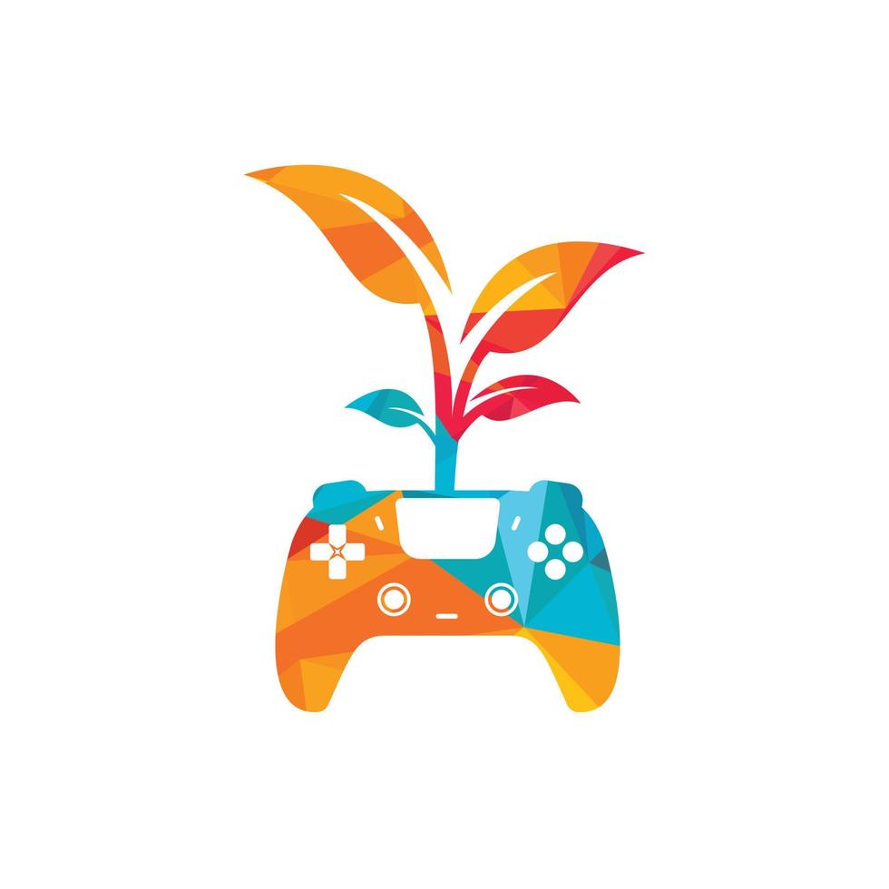 eco spel vector logo ontwerp. groen gamepad vers blad natuur logo ontwerp.